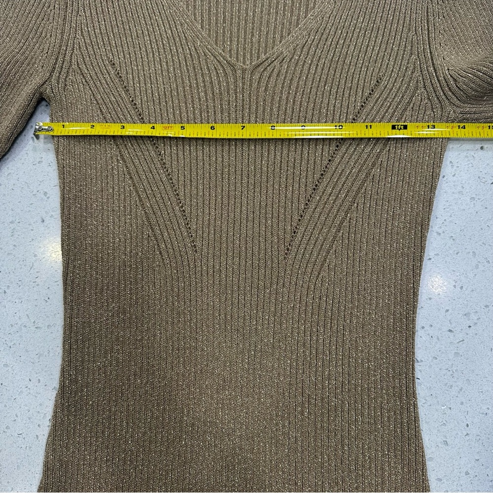 Michael Kors women's metallic gold ribbed sweater dress bodycon size small - Picture 6 of 8